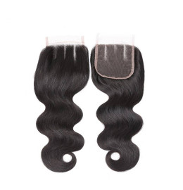 GrandeBeaute Beautiful Hair Brazilian Body Wave Lace Closure Three Part 4x4 Natural Color 8"-20" Non-remy Hair Closure