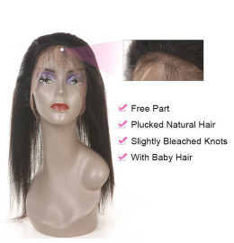 GrandeBeaute Beautiful 360 Lace Frontal Closure With Baby Hair Peruvian Straight Hair Human Hair with Natural Hairline Non-remy