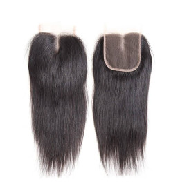 GrandeBeaute BeautifulPeruvian Straight Hair Lace Closure 4X4 Middle Part Closure Natural Black Color Non-remy Hair 100% Human Hair
