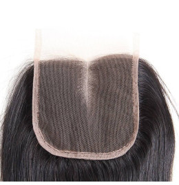 GrandeBeaute BeautifulPeruvian Straight Hair Lace Closure 4X4 Middle Part Closure Natural Black Color Non-remy Hair 100% Human Hair