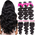 GrandeBeaute Beautiful Brazilian Body Wave Hair Weave 3 Bundles With Lace Closure Remy Human Hair Bundles With Closure