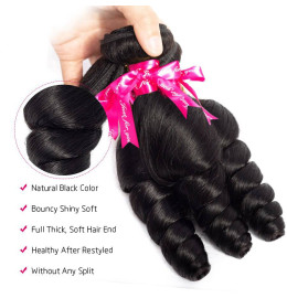 GrandeBeaute Beautiful Hair Loose Wave Bundles Natural Color Brazilian Hair Weave Bundles Remy Human Hair Extension