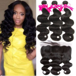 GrandeBeaute Beautiful Hair Peruvian Body Wave Human Hair Bundles With Closure 13x4 Lace Frontal Closure With Bundles Non-Remy