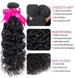 GrandeBeaute Hair Water Wave 3 Bundles With Closure Remy Human Hair Bundles With Closure Brazilian Hair Weave Bundles With Closure