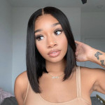 GrandeBeaute Hair 13x4 HD Transparent Bob Wig Lace Front Human Hair Wigs Pre Plucked Brazilian Straight Short Bob Lace Frontal Wigs