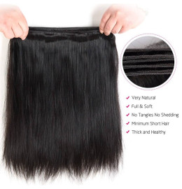 GrandeBeaute BeautifulHair Straight Human Hair 3 Bundles With 5x5 Closure Brazilian Hair Weave Bundles Natural Color Remy Hair