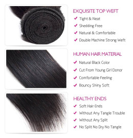GrandeBeaute BeautifulHair Straight Human Hair 3 Bundles With 5x5 Closure Brazilian Hair Weave Bundles Natural Color Remy Hair