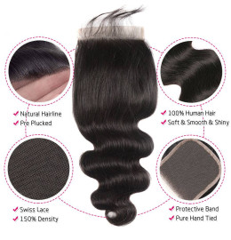 GrandeBeaute Hair Body Wave Bundles With Lace Closure 5x5 Closure With Bundles Remy Brazilian Human Hair 3 Bundles With Closure