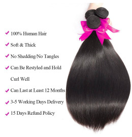 GrandeBeaute Brazilian Straight Hair Bundles 100% Human Hair Weave Bundles 8-30 inch Natural Color Remy hair Weave 1Pcs Beautiful