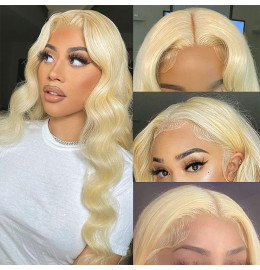 GrandeBeaute 613 Blonde Lace Frontal Wig 13x4 Brazilian Body Wave Lace Front Wig Preplucked Lace Front Human Hair Wigs