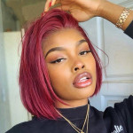 GrandeBeaute Beautiful 1b/99j Short Bob Lace Front Wigs 13x4 Human Hair Lace Frontal Wig Brazilian Remy Hair Bob Wig
