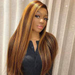 GrandeBeaute Hair Wig Highlight HD Transparent Lace Frontal Human Hair Wigs For Women 13x4 Brazilian Straight Lace Front Wig