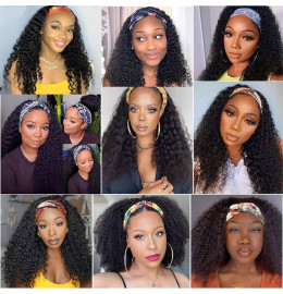 GrandeBeaute HeadBand Wig Human Hair 150% Density Brazilian Body Wave Human Hair Wigs Remy Full Machine Made Wig For Black Women