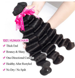 GrandeBeaute Loose Deep Wave Bundles With Closure Remy Human Hair Bundles With Closure Peruvian Hair Weave 3 Bundles With Closure