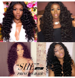 GrandeBeaute Loose Deep Wave Bundles With Closure Remy Human Hair Bundles With Closure Peruvian Hair Weave 3 Bundles With Closure