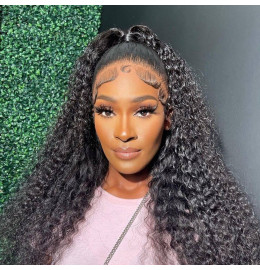 GrandeBeaute HD Transparent Brazilian Water Wave Wig 13x4 Lace Front Human Hair Wigs 4x4 Lace Closure Wig PrePlucked With Baby Hair