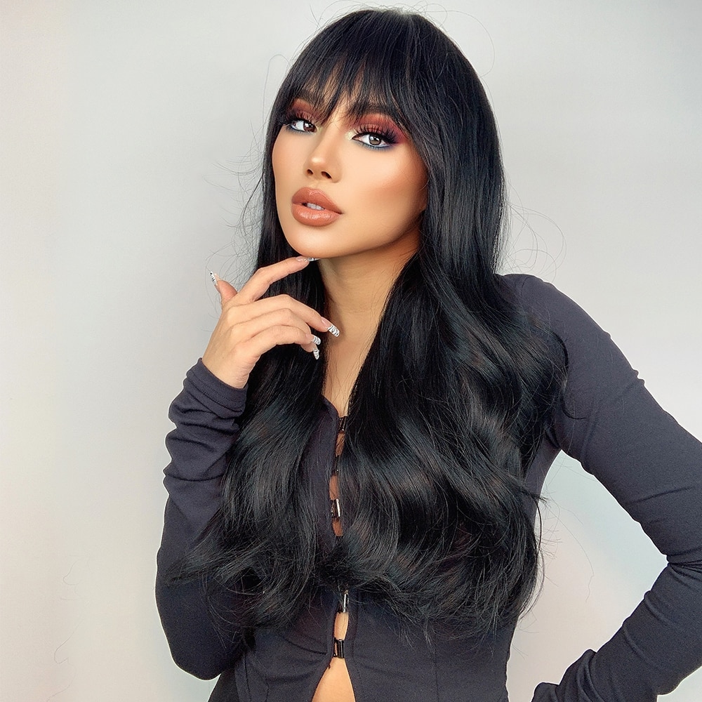 GrandeBeaute Beautiful Hair Lace Front Human Hair Wigs For Black Women Half Machine Brazilian Body Wave Lace Wig With Bangs