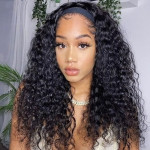 GrandeBeaute Headband Wig Human Hair For Black Women Curly Human Hair wig Brazilian Kinky Curly Affordable Glueless Human Hair Wigs