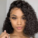 GrandeBeaute Short Bob Human Hair Wigs 4x4 Lace Closure Bob Wigs Brazilian Curly Wave Bob Wig Preplucked With Baby Hair Curly Human Hair wigs