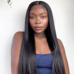 GrandeBeaute 4x4 Lace Front Wigs Straight Hair Brazilian Human Hair Lace Closure Wigs For Black Women Pre Plucked With Elastic Bands