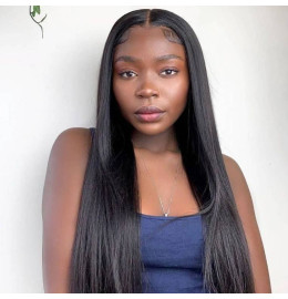 GrandeBeaute 4x4 Lace Front Wigs Straight Hair Brazilian Human Hair Lace Closure Wigs For Black Women Pre Plucked With Elastic Bands