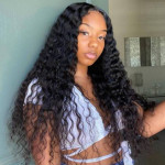 GrandeBeaute Deep Wave Frontal Wig HD Transparent Lace Wigs Wet And Wavy Deep Curly Lace Front Human Hair Wigs 13x4 Brazilian Deep Wave Wig