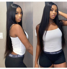 GrandeBeaute Hair HD Lace Frontal Wig Straight 13x4 Transparent Lace Front Human Hair Wigs PrePlucked Bone Straight Human Hair Wigs