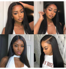 GrandeBeaute Hair HD Lace Frontal Wig Straight 13x4 Transparent Lace Front Human Hair Wigs PrePlucked Bone Straight Human Hair Wigs