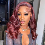 GrandeBeaute 99J Burgundy Brazilian Body Wave Lace Front Wigs For Women 13x4 Lace Frontal Human Hair Wig Pre Plucked